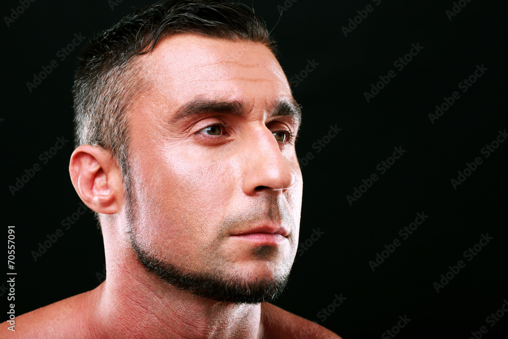 Closeup portrait of a pensive man Closeup portrait of a pensive man