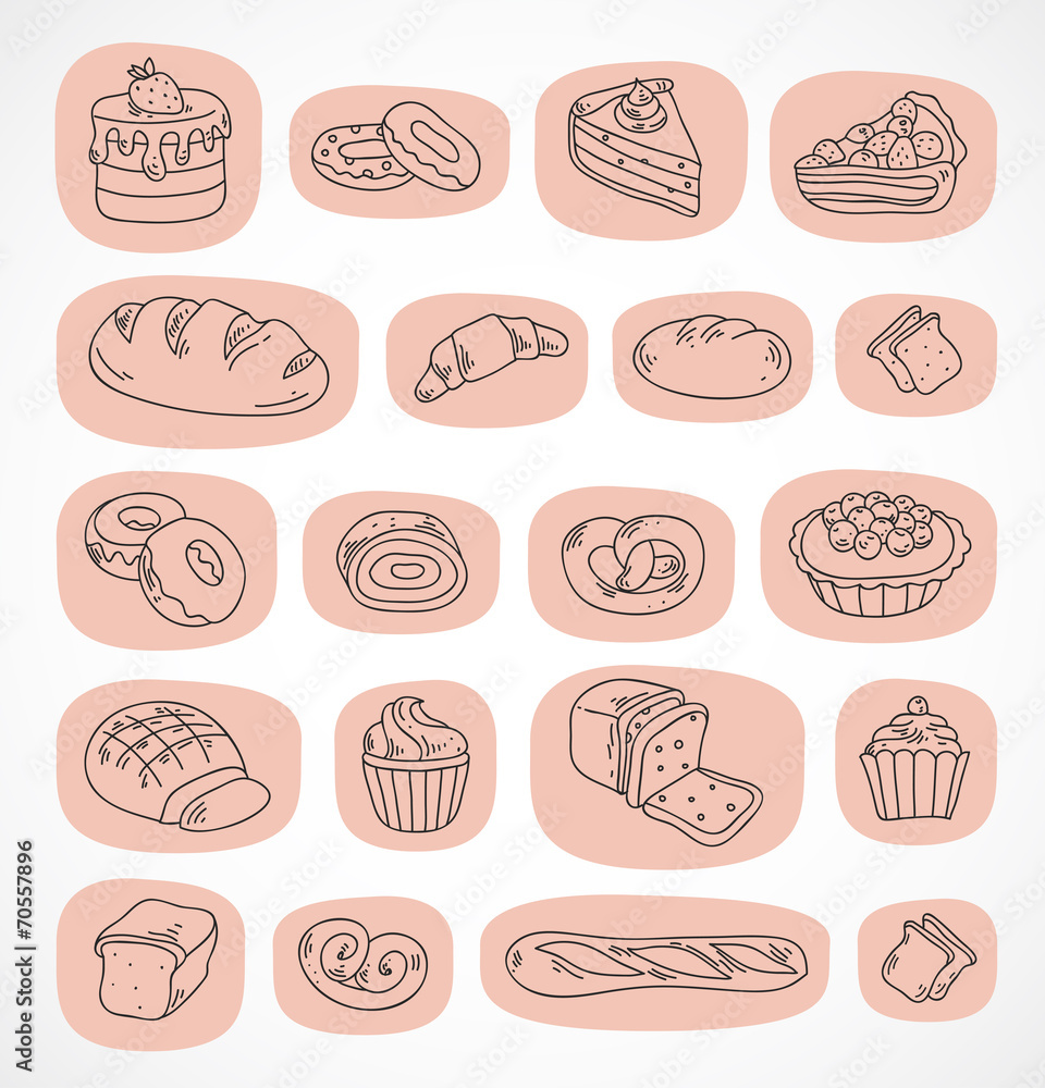 Hand drawn bakery icons