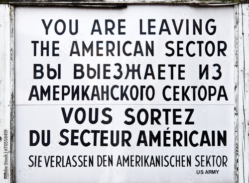 Checkpoint Charlie historical sign, Berlin Germany