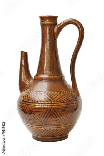 Ceramic vase isolated on white background.