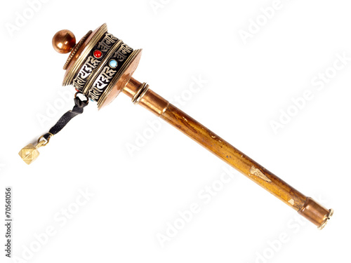 Принти на полотні An isolated Buddhist prayer wheel to increase good karma