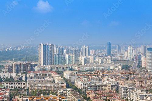 mianyang,china, city panorama with blue sky