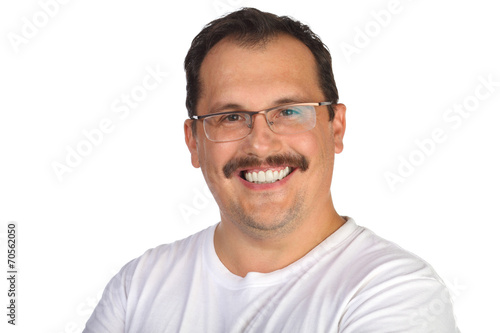 Portrait of smiling middle-aged man with mustache