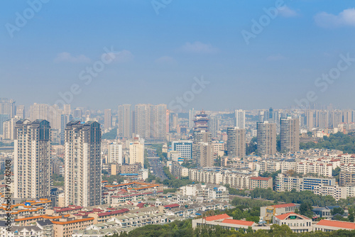 mianyang,china, city panorama with blue sky