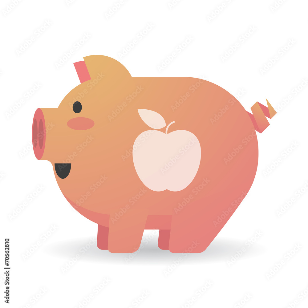 Cartoon pig with a fruit Cartoon pig with a fruit