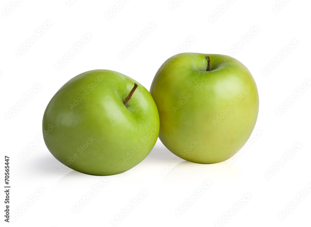 Green apples isolated on white background