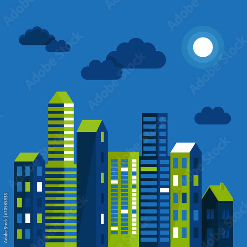Vector city illustration in flat simple style © venimo