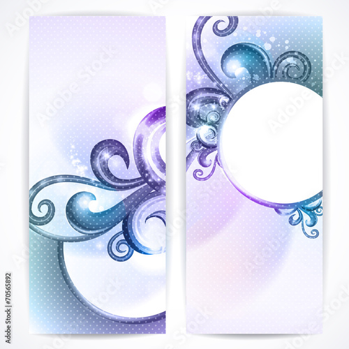 Set of abstract vector banners with swirls.