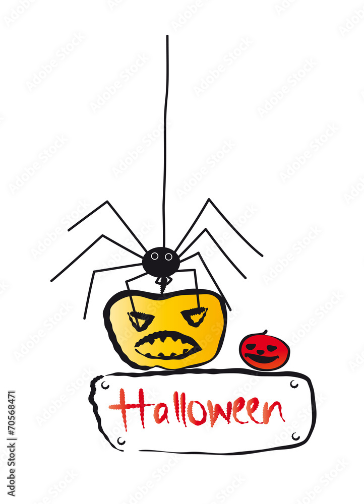Kürbis mit Spinne - Herbstliche Dekoration zu Halloween im Oktober, Süsses oder Saures, treak or treat Kürbis mit Spinne - Herbstliche Dekoration zu Halloween im Oktober, Süsses oder Saures, treak or treat