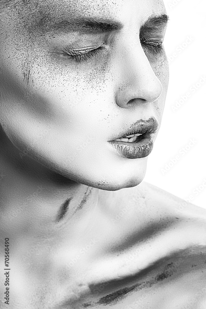 beautiful young woman with creative make-up, beauty portrait beautiful young woman with creative make-up, beauty portrait
