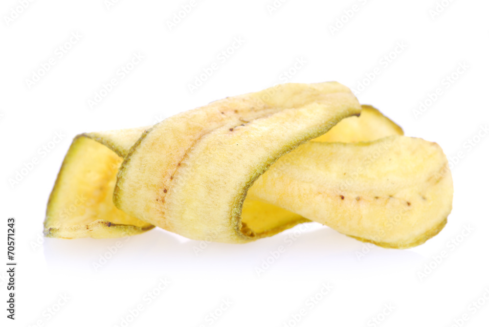 Banana crisp , fried thinly sliced banana chips, a tropical snac Banana crisp , fried thinly sliced banana chips, a tropical snac