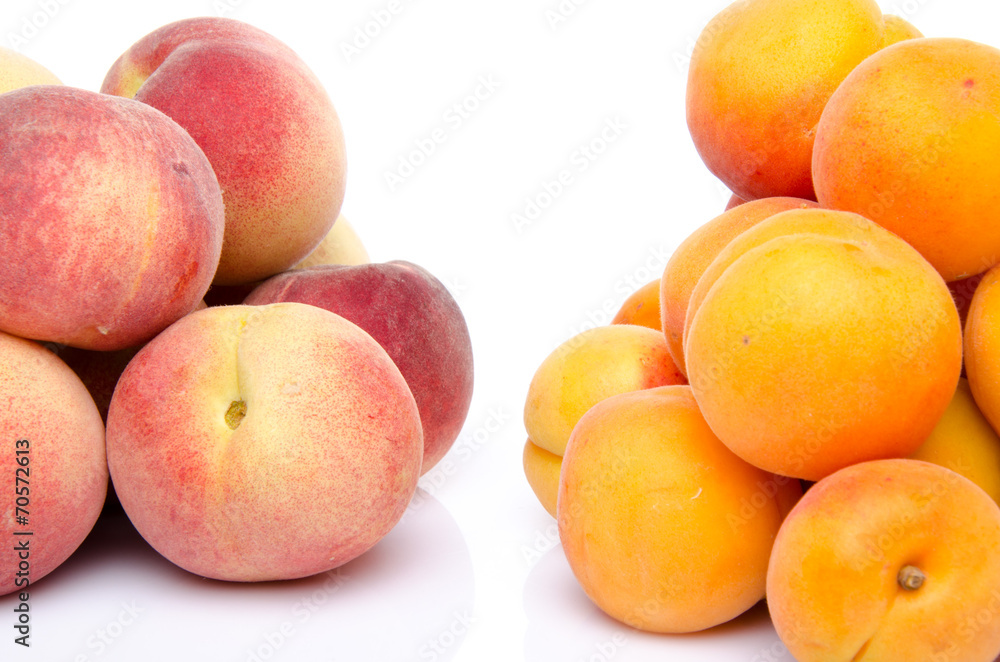 Heaps of peaches and apricots Heaps of peaches and apricots