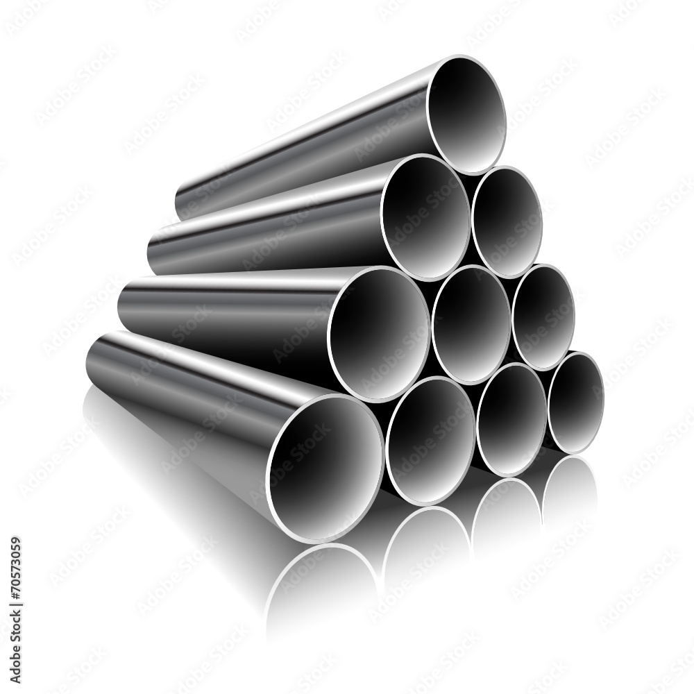 Steel Pipes on a white background. Steel Pipes on a white background.