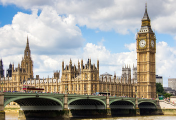 Wandcirkels Londen Uitzicht op Westminster en Theems  © Farnaces