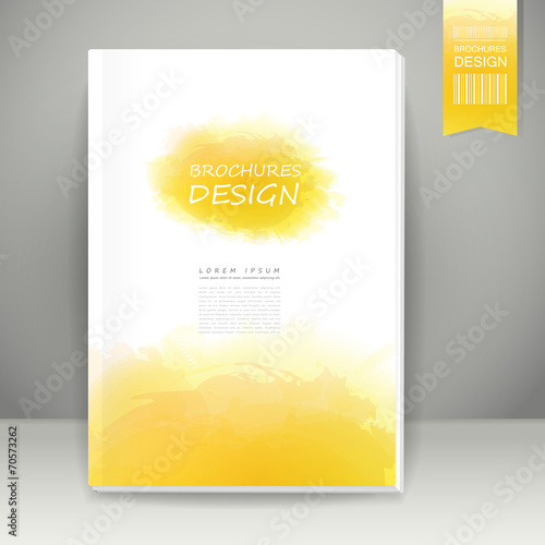 watercolor style brochure design in yellow