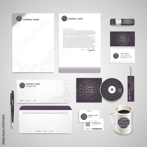 elegant flower shape background corporate identity set
