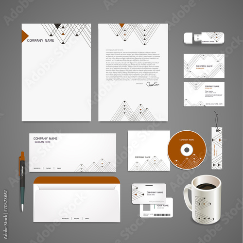 modern triangle pattern background corporate identity set