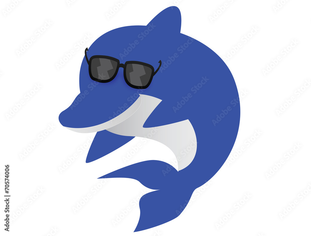 Cute dolphin cartoon wearing glasses Cute dolphin cartoon wearing glasses