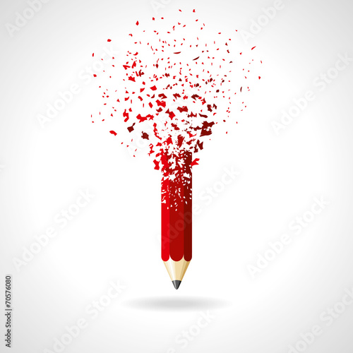 red pencil on a white background. idea