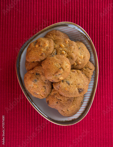 Chocolate chips cookies on background