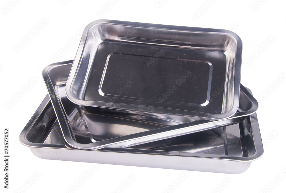 metal empty tray on a background metal empty tray on a background