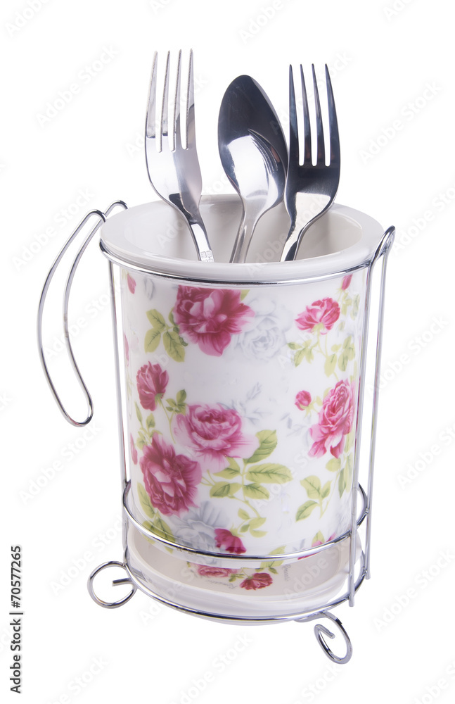 Kitchen utensils holder on background. Kitchen utensils holder on background.