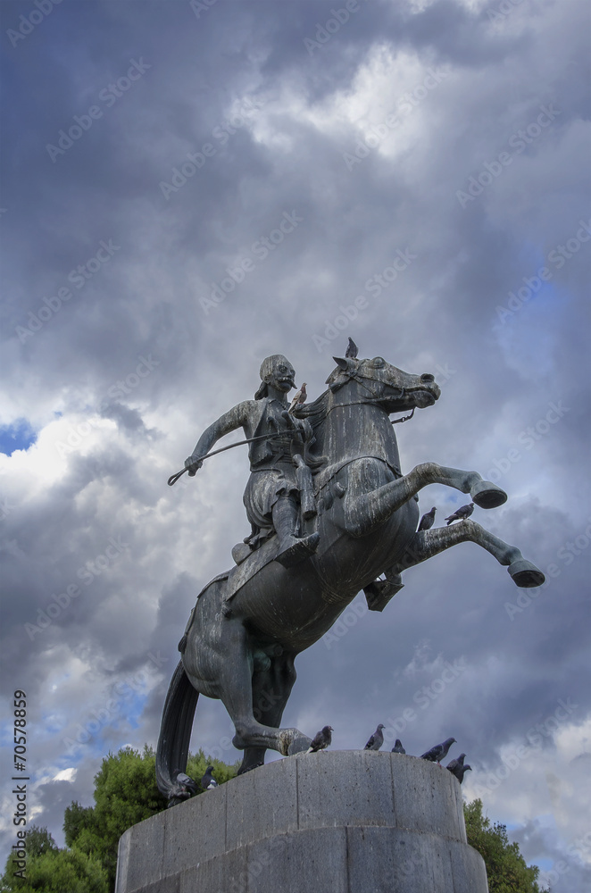 statue of greek hero Karaiskakis,Athens
