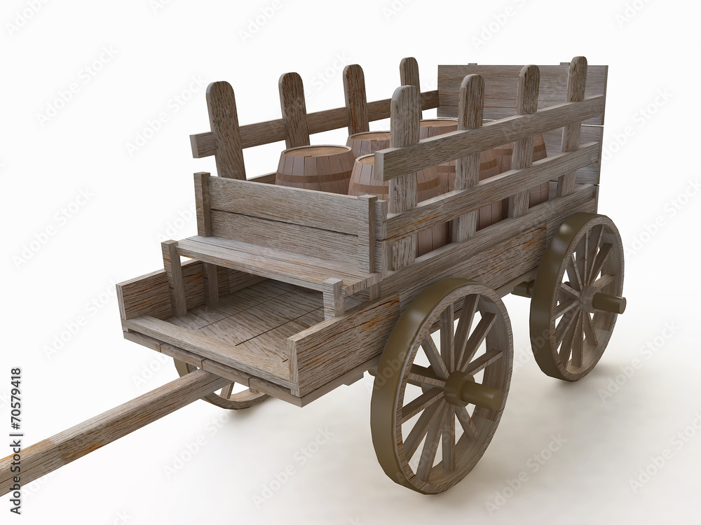 3D Old Wooden Wagon ( Carriage)