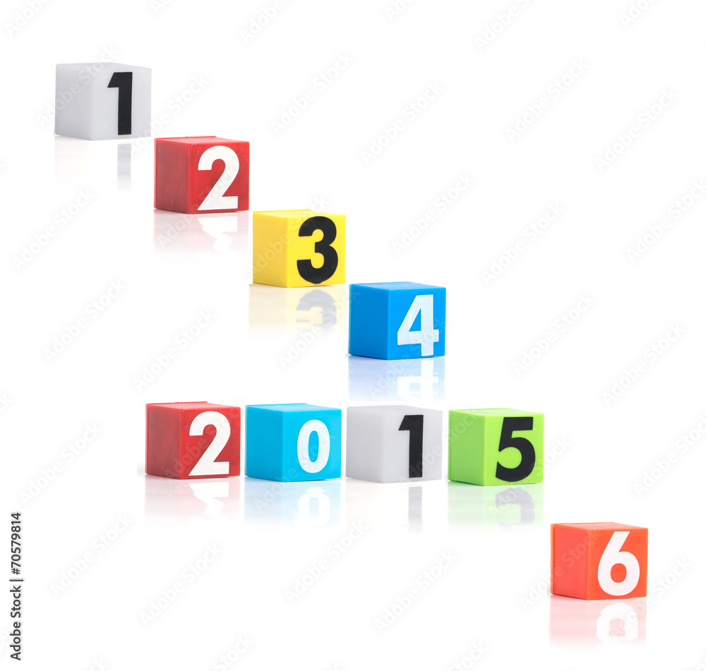 Colorful plastic of year numbers on a white background Colorful plastic of year numbers on a white background