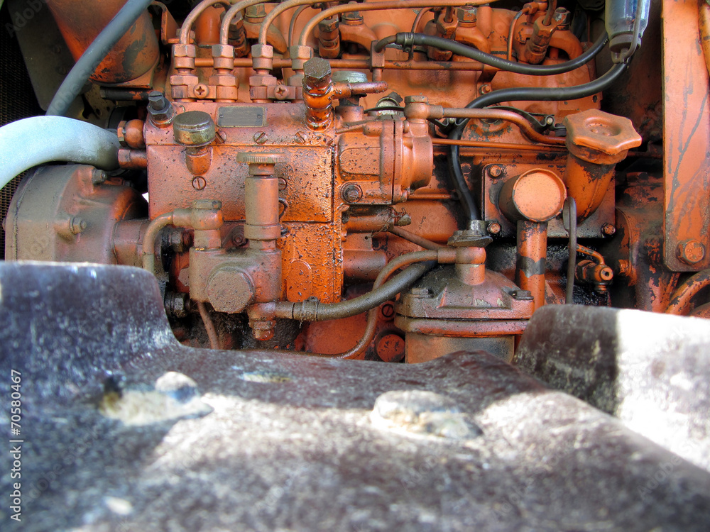 Engine of old italian crawler tractor Engine of old italian crawler tractor