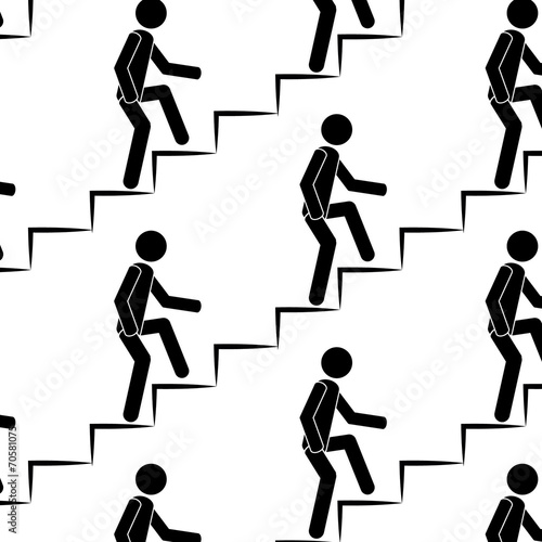 person climbs up the stairs seamless pattern
