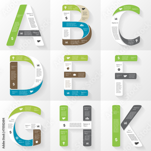 Vector font infographic, diagram with letters