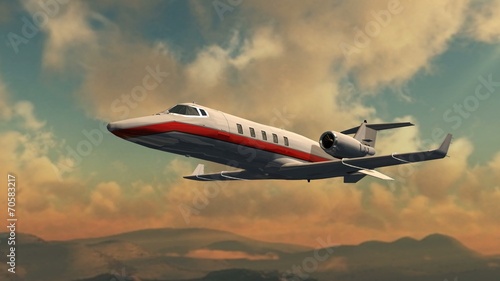 private corporate jet - luxury corporate airplane - in fly photo