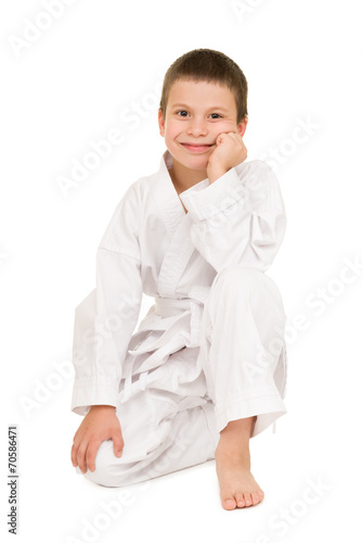 boy in clothing for martial arts