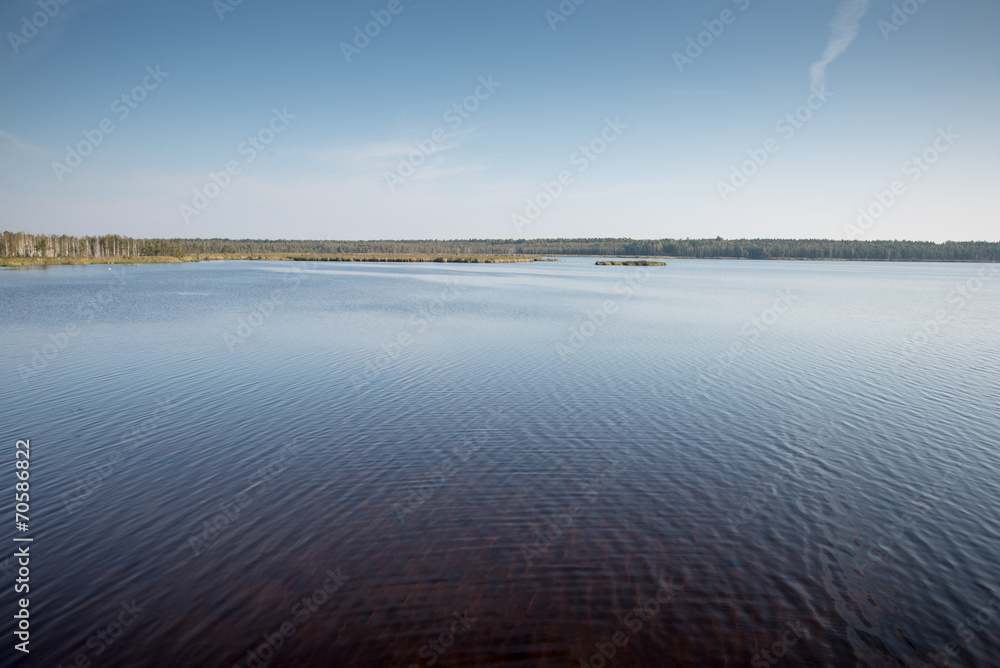 reflection of clouds in the lake with boardwalk