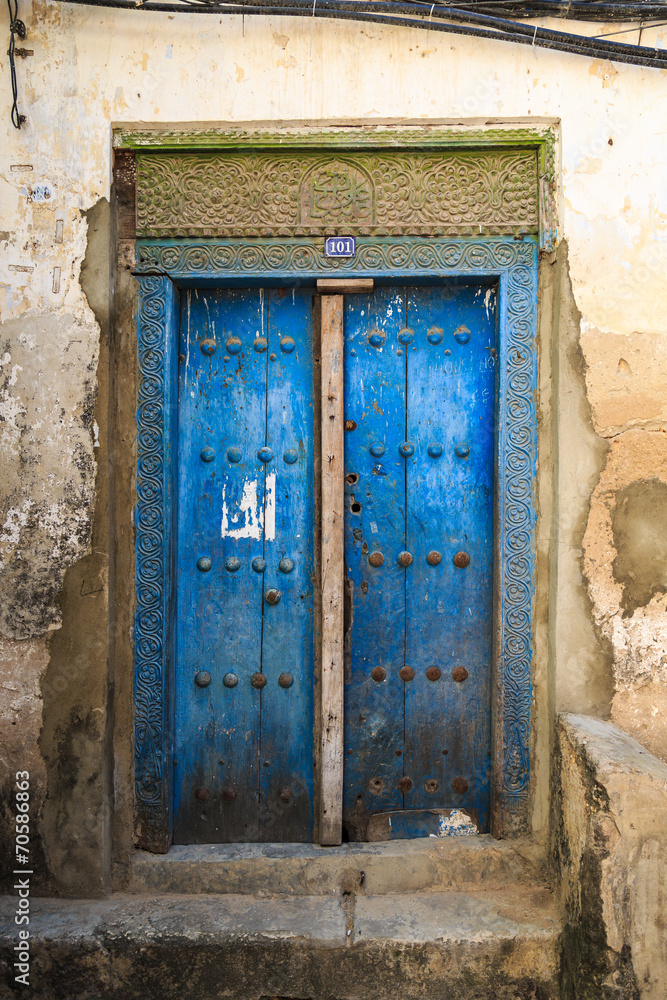 Hand crafted wooden door at Zanzibar Hand crafted wooden door at Zanzibar