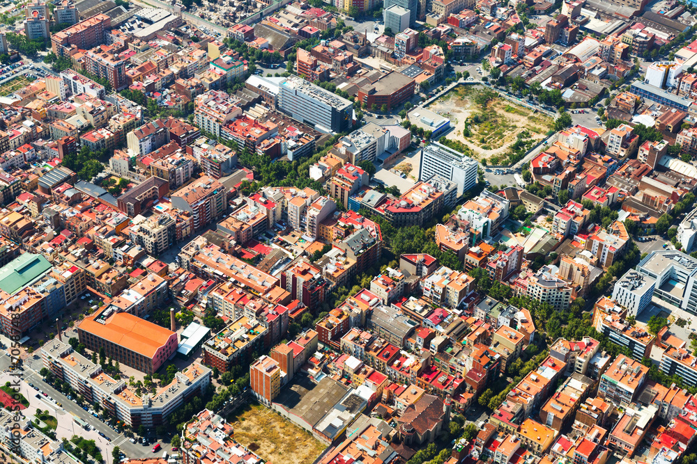 Aerial view of   Barcelona cityscape. Catalonia