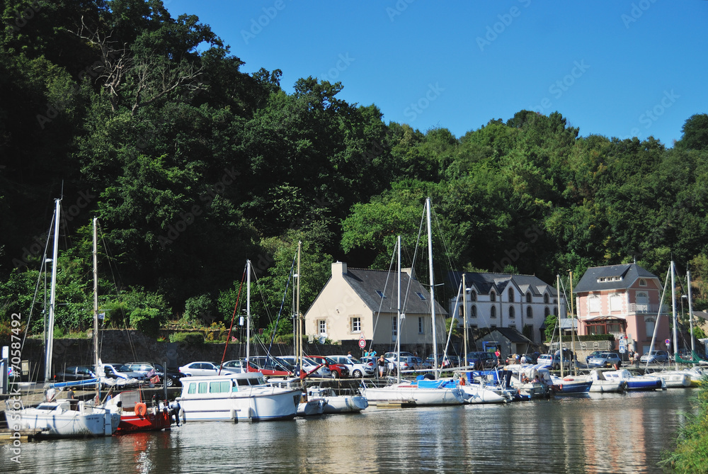 Dinan harbor on the Rance river, Brittany, France