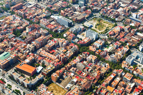 Aerial view of Barcelona cityscape. Catalonia