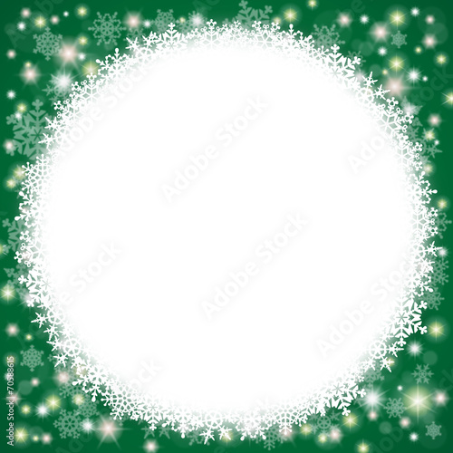 Weihnachtlicher, runder Schneeflocken-Hintergrund, grün