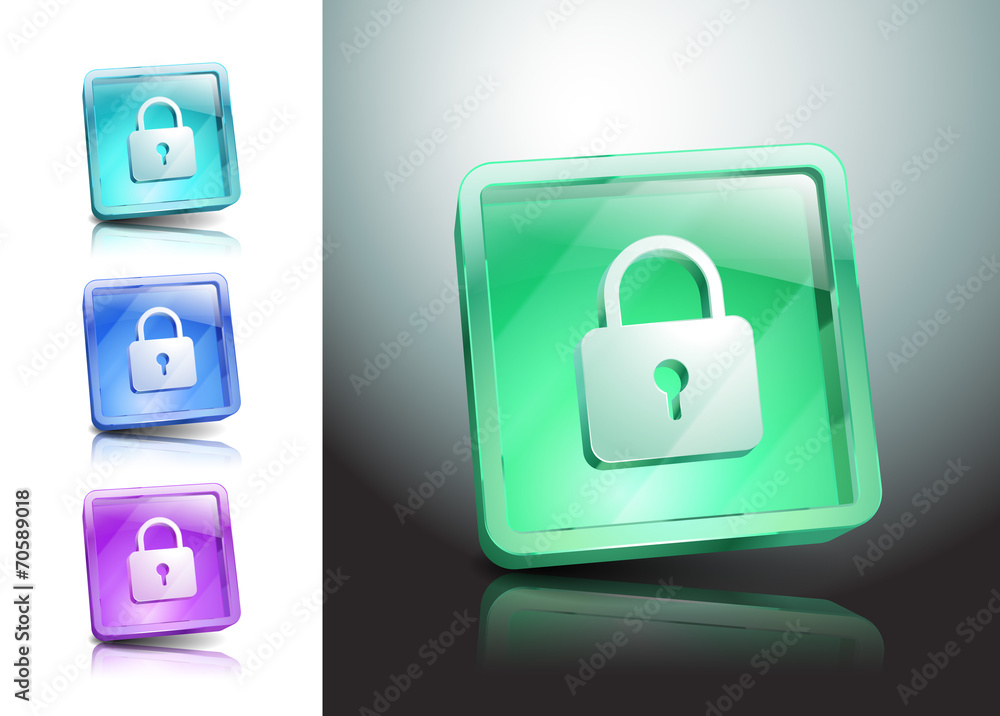 glass icons set green lock security glass icons set green lock security