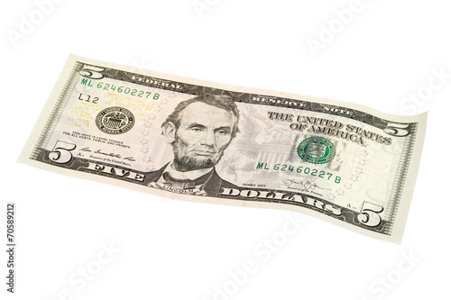 US dollar banknote 5 photo