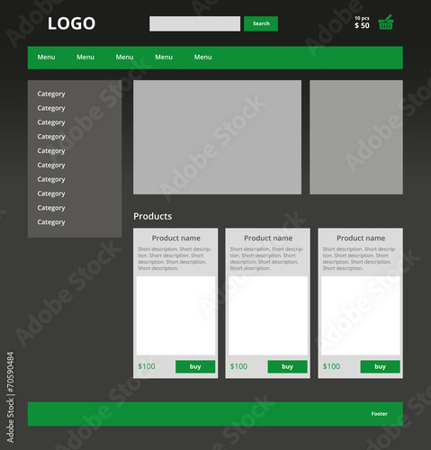Modern graphic web template of Internet business. Clear webdesig
