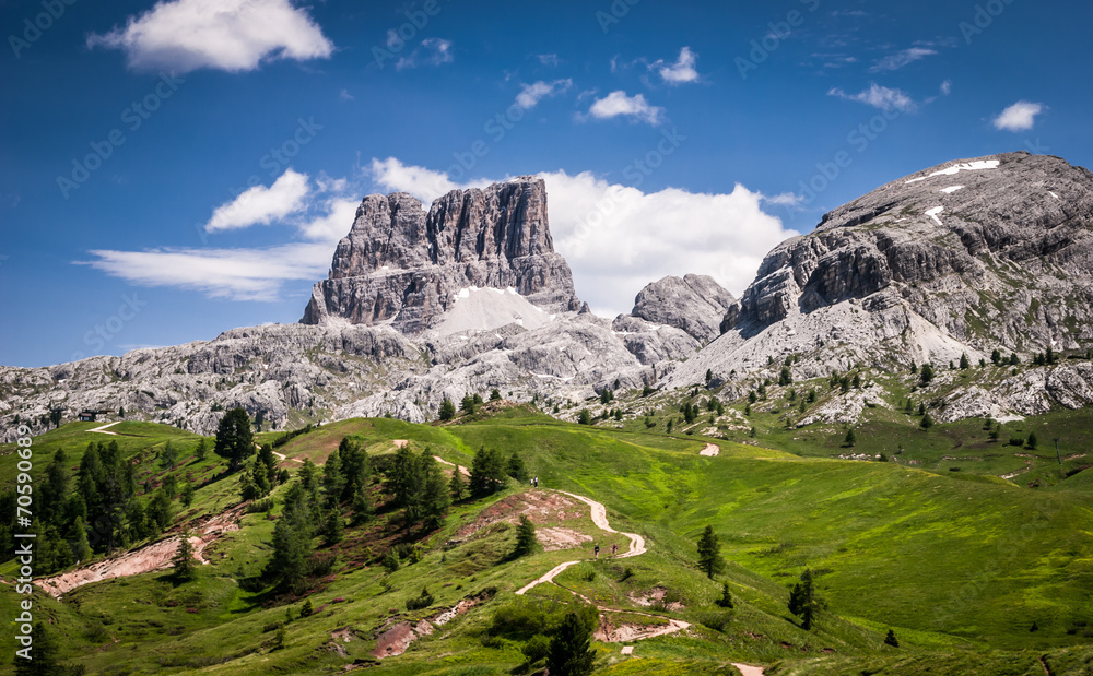 Fototapeta premium Dolomites mountains at summer.Passo Di Falzarego.