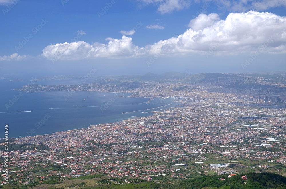widok z Wezuwiusza na zatokę neapolitańską, Włochy