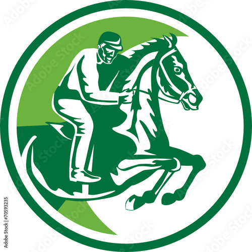 Equestrian Show Jumping Side Circle Retro