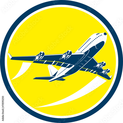Commercial Jet Plane Airline Circle Retro