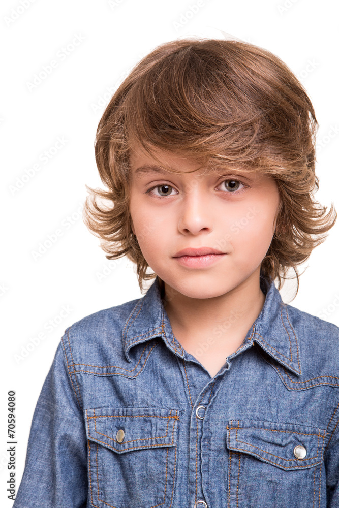 Kid posing over white Kid posing over white