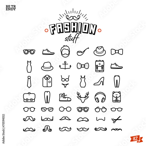 Fashion line icon set