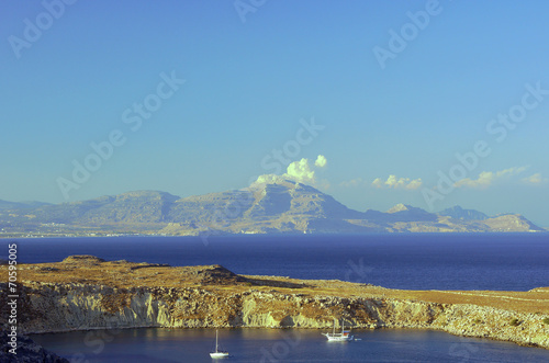 Peninsula and the mountains on the Greek island of Rhodes .